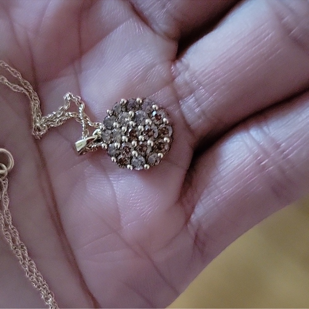 14K Gold Natural Chocolate Diamond Necklace - Picture 5 of 9